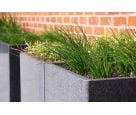 A line of Trough 1000 planters planted with culinary herbs and aromatic vegetables